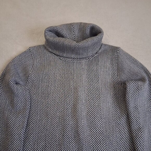 J. Crew Factory Women's M Black White Herringbone Funnelneck Pullover Sweater - Picture 3 of 11